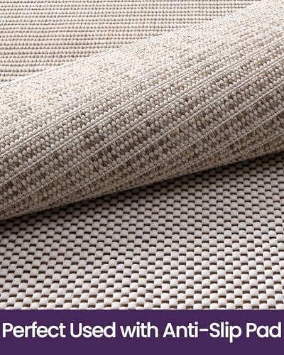 DEXI Hallway Runner Rug 3.3x6.7, Woven Braided Farmhouse Runner Carpet Indoor, Absorbent Thin Long Entryway Runners for Kitchen, Laundry Room, Patio Entrance, Light Beige-Gray - color: Light Beige-gray, size: 3'3" X 6'7" (Rectangular)