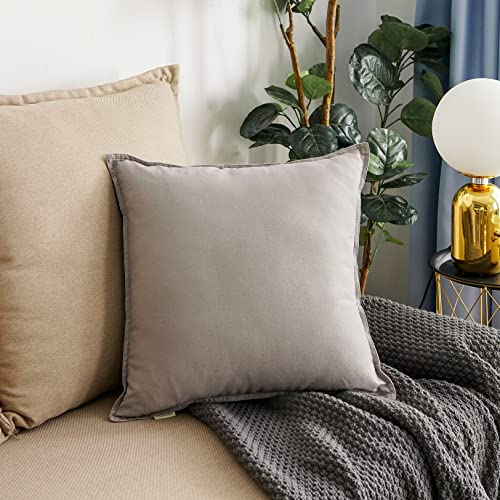 Jeanerlor Solid Cotton Linen Decoration 18"x18" Throw Pillow Cushion Case Special Pillow Cover Delicate Decorative Pillowcase for Couch/Bed/Chair,(45 x 45cm), Gray - color: Grey, size: 18" x 18" (Pack of 1)