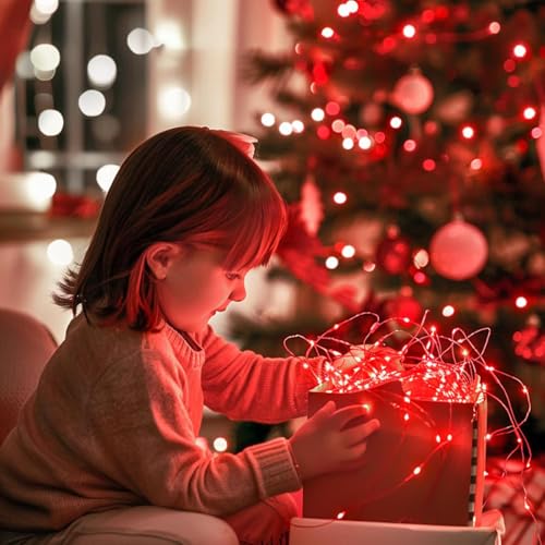 Ineximun 24 Pack LED Fairy Lights Battery Operated 7Ft 20Led Mini String Lights Waterproof Christmas for Mason Jars Bedroom DIY Party Wedding Christmas Decor Red - color: Red