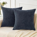 MIULEE Pack of 2 Navy Blue Throw Pillow Covers 16x16 Inch Soft Chenille Pillow Covers for Sofa Living Room Couch Solid Dyed Cases - color: Dark Navy, size: 16" x 16" (Pack of 2)