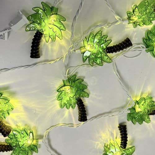 Palm Tree String Lights Outdoor, Summer Beach Themed Decoratives String Lights with 10 Palm Tree Patio Light, Plug in Indoor Fairy Lights for Outdoor Indoor Beach Tropical Party Bedroom Birthday Decor - style: Palm Tree