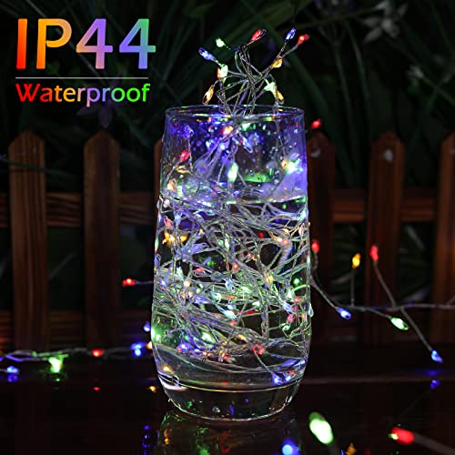 Minetom Fairy Lights Plug in, 10Feet 200LED Cluster String Lights, Silver Wire Waterproof Starry Firecracker Lights for Ceiling Bedroom Wreath Window Wedding Christmas Tree Decorations, Multicolor - color: Multicolor, size: 1 Pack(200LED)
