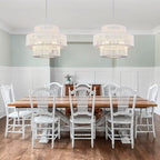 22" Farmhouse Rattan Chandeliers Large White Boho Light Fixtures for Dining Room Kitchen Island Living Room Foyer Hallway 5-Light - color: White, size: 22 Inch