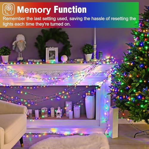 Multicolor Christmas Lights Outdoor, 66FT 200 LED Plug in Christmas Tree Lights Waterproof, 8 Modes Connectable String Lights for Outside Indoor Room Patio Yard Party Holiday Decorations - color: Multicolor, size: 66FT 200 LED