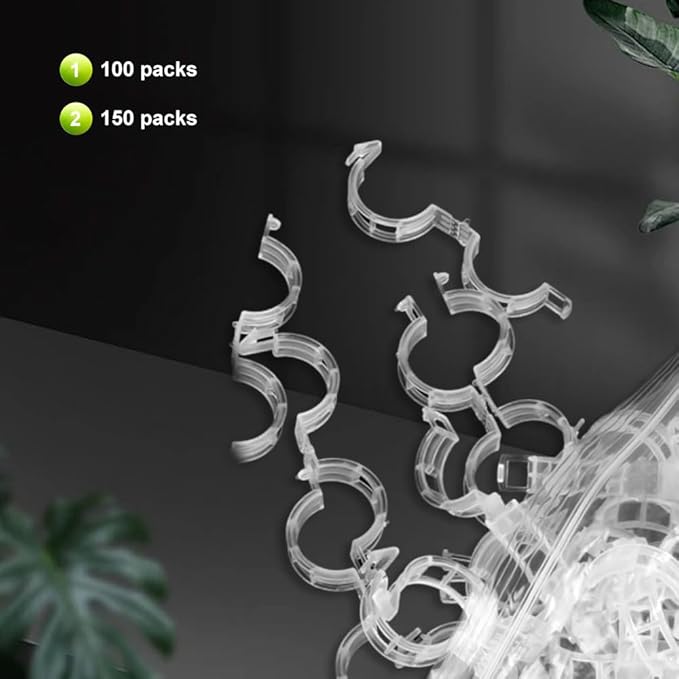 Thickened Plant Fixing Clip 100Pcs, 2025 Summer New Tomato Grape Vine Vegetables Plant Fixing Clips, Upgrade Plant Support Clips Reusable Garden Clips Secured Plastic Plant Clip (50, Green)