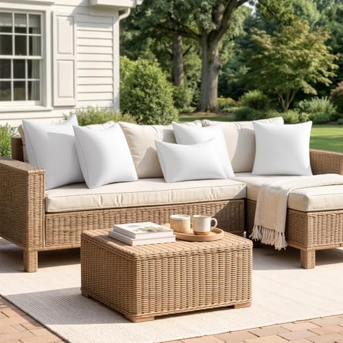 MIULEE Pack of 2 12x20 Outdoor Pillow Inserts, Waterproof Decorative Rectangle Throw Pillow Inserts for Patio Sofa Garden Porch Couch - size: 12x20 Inch