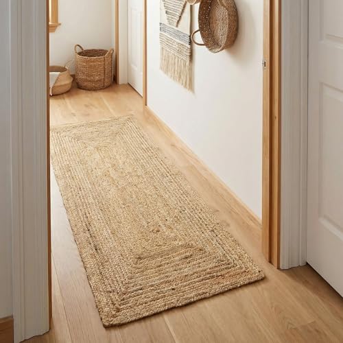 Super Area Rugs Natural Jute Runner Rug - 2' x 6' Rectangular Jute Rug - Hand-Woven Farmhouse Jute Rug for Entryway, Hallway, and Bedroom - Reversible & Durable Natural Fiber Flooring - color: Natural, size: 2' x 6' (Rectangular)