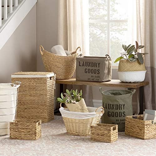 LiloCraft Seagrass Plant Basket (Size: 12x11inches, Pattem: White Bottom) - TheMulti Functional Home Decor Storage Solution with Eco-Friendly, Woven Basket Planter Indoor with Handles, Round Boho