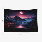 EMMTEEY Halloween Tapestry Halloween Castle Red Moon Dark 60X40 Inch Small Tapestry Wall Art Hanging Tapetries for Bedroom Living Room Dorm Décor