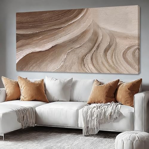 MLART99 Large Beige Brown Abstract Canvas White Artwork with Neutral Textured Wall art for Bedroom Living Room Office Modern Minimalist Wall Decor 29x58 Inch - color: Brown and White, size: 58"L x 29"W