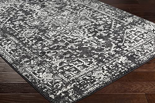 Hauteloom Eon Medallion Small Area Rug - Moroccan Bohemian Farmhouse - Black, White, Ivory - 2' x 3' - color: Black, Charcoal, Light Slate / Painswick, size: 1'11" x 2'11" (Rectangular)