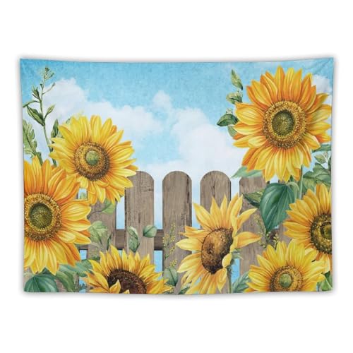 Sunflower Tapestry,Watercolor Flower Butterfly Tapestry for Bedroom,Nature Landscape Tapestry Wall Hanging for Living Room Dorm Home Decor,40"x30" - color: Sunflower-5, size: W40xL30in