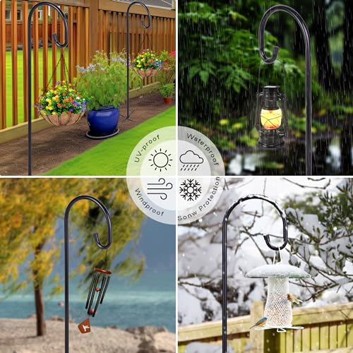 Ottsuls Bird Feeder Pole, 45 INCH Heavy Duty Shepherds Hooks for Outdoor with 5 Prong Base, Adjustable Stand Hanger for Garden Plant, Hummingbird Feeder, Lantern, Hanging Wedding Decor (2 Pack) - size: 45 INCH, style: B-2 Pack