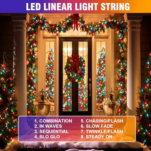 Nisocy 200 LED 4 Color Christmas String Lights, Multicolor Fairy Lights with Green Wire, 8 Modes Plug in Christmas Tree Lights for Indoor Outdoor Holiday Decorations, Party, Patio, Home Décor(66FT) - style: 66FT, RGB