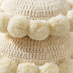 Boho Round Throw Pillow Accent Pillows for Bed Circle Pillow Covers with Insert Decorative Chunky Knit Pillow Cute Pom Sun Flower Funky Unique Decor Couch Bedroom Living Room Nursery 18x18 - size: 18 x 18-Inch