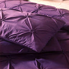 Feelyou Pintuck Duvet Cover Set Queen Size Purple Pinch Pleat Duvet Cover Tufted Design Bedding Set Zipper Soft Polyester Comforter Cover with 2 Pilllow Shams, Solid Geometric 3 Pieces - color: Purple, size: Queen