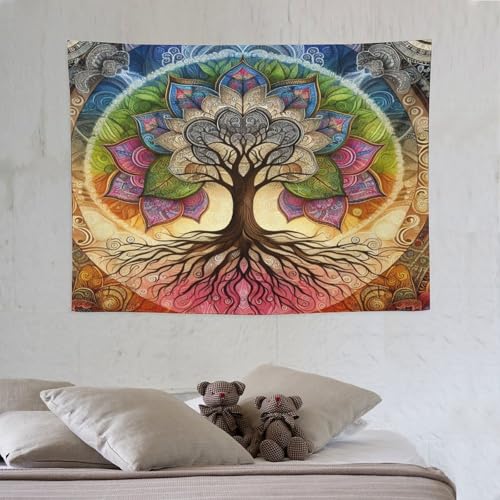 KANEPE Mandala Tapestry Tree of Life Mandala Flower Pattern Wall Hanging Tapestries Home Decor for Living Room Bedroom Apartments Farmhouse Dorm,40inx30in (102×76cm)【Small】 - color: Boho-4, size: 40Wx30L