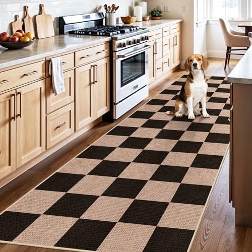 3x10 Runner Rug for Hallways: Washable Non Slip Kitchen Extra Long Jute Runners - Carpet for Bathroom Office Dining Living Room - Durable Floor Mat Boho Farmhouse Decor (Black,3x10) - color: Black, size: 3' x 10' (Rectangular)