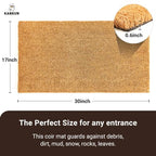 KANKUN Coco Coir Door Mat with Heavy Duty Backing, Welcome Doormat (17" x 30"), Doormat Entrance (Plain - 1Pack) - color: Plain - 1pack