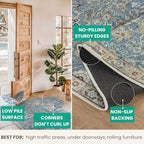 Bloom Rugs Caria Washable Non-Slip 7 ft Runner - Blue/Beige Traditional Runner for Entryway, Hallway, Bathroom, and Kitchen - Exact Size: 2'6" x 7' - color: Blue / Beige, size: 2'6" x 7' (Runner)