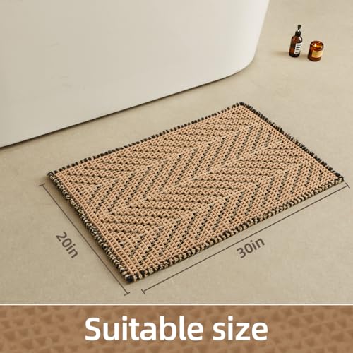 Sunfly Waffle Bath Mat, Boho Bathroom Rugs Non Slip Washable Super Absorbent Quick Dry Bath Mat Farmhouse Bathroom Decor, 20"x30" Black &Khaki - color: Black &Khaki, size: 1'8" x 2'6" (Rectangular)