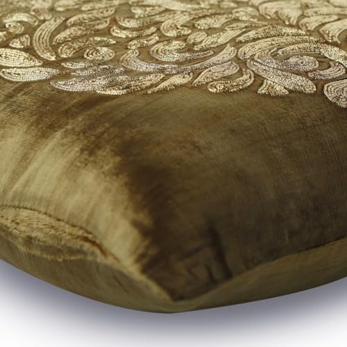 The HomeCentric Cushion Cover, Sage Green Zippered Throw Pillow Covers 16x16 inch (40x40 cm) Velvet Pillow Covers, Abstract, Medallion, Contemporary Designer Pillow Easter - Circle of Peace - color: 31. Sage Green (Circle of Peace), size: 16" x 16" (Pack