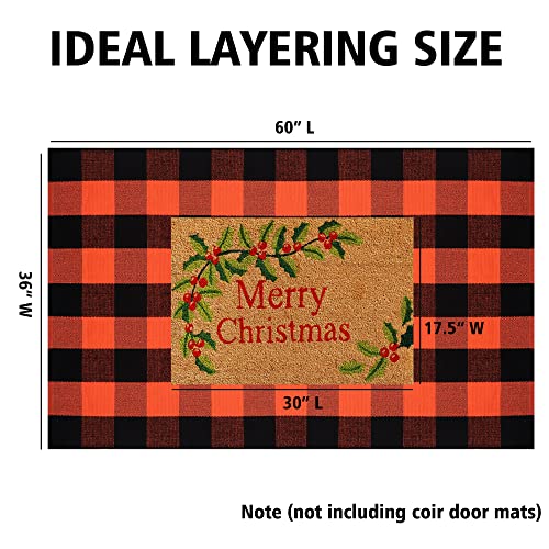 Fall Plaid Area Rug 3x5 Ft, Orange and Black Buffalo Check Large Farmhouse Cotton Rug, Hand-Woven Washable Indoor Outdoor Carpet for Halloween Thanksgiving Autumn Porch Patio Decor - color: Orange & Black, size: 3' x 5' (Rectangular)