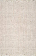 Nuloom Daniela Off-White, 6' Square, Handmade, Jute, Tassel, Soft and Textured, High Traffic, Stain Resistant, Easy Clean, Durable Area Rug for Bedroom, Living Room, Dining Space, Foyer, Entryway - color: Off White, size: 6' x 6' (Rectangular)