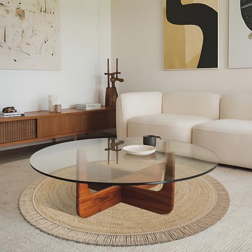 KIBAGA Beautiful 5x5 ft Round Jute Area Rug for Your Home - This Natural Hand Woven Rug Fits Perfectly Into Your Entry Area, Kitchen Or Living Room - Modern Braided Circle Mat Enhances Any Boho Decor - size: 5' (Round)