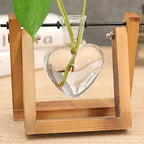 Kingbuy Terrarium with Wooden Stand, Desktop Propagation Station, Air Plant Holder, Metal Swivel Holder for Hydroponics, Home Garden, Wedding Decor - 1 Hearted Vase - size: Heart 1 Bulb