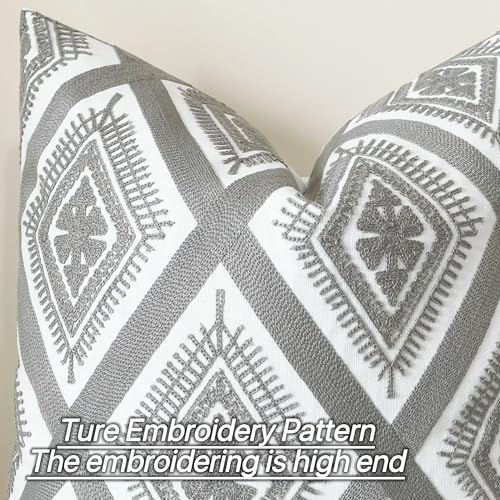 Slow Cow Embroidery Throw Pillow Cover Decorative Cushion Cover 18x18 Inch Gray - color: Grey Eyes, size: 18" x 18" (Pack of 1)