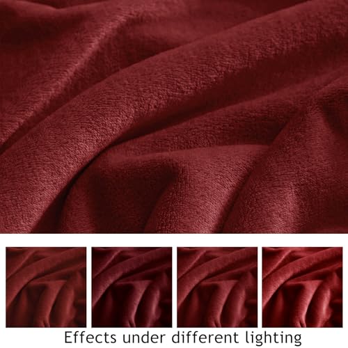 KMUSET Fleece Blanket Burgundy Lightweight Super Soft Cozy Fuzzy Bed Blankets Microfiber Factory Shop - color: Burgundy, size: Throw(50"x60")