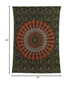 Bless International Handmade Indian hippie Bohemian Psychedelic Peacock Mandala Wall hanging College Dorm Beach Throws Table Cloth Bedding Tapestry (Golden Green, Poster(30x40Inches)(76x101cms)) - color: Golden Green, size: 40"L x 30"W