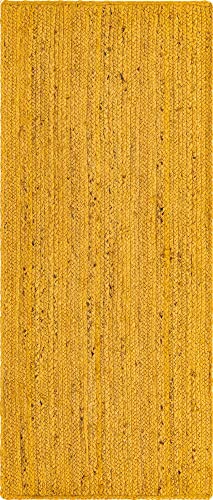 Unique Loom Braided Jute Collection Area Rug - Dhaka (2' 7" x 6' 1" Runner, Yellow) - color: Yellow, size: 2'7" x 6'1" (Runner)