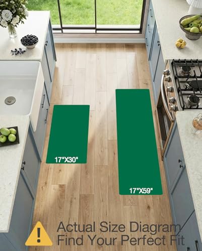 LUMI Anti-Fatigue Kitchen Floor Mats Set of 2,Cushioned Comfort Standing Rug Waterproof 2PCS, Non-Slip Ergonomic Foam Runner for Sink, Laundry, Office & Home,17x29+17x59, - color: Blue Floral, size: 59"L x 17"W x 0.4"Th + 30"L x 17"W x 0.4"Th