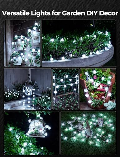 Brightown 50 LED Pure White Solar Flower String Lights Outdoor Waterproof, 23FT Solar Powered Fairy Lights with 8 Modes for Garden Yard Fence Patio Christmas Balcony Holiday Party Decor - color: Pure White, size: 1 Pack