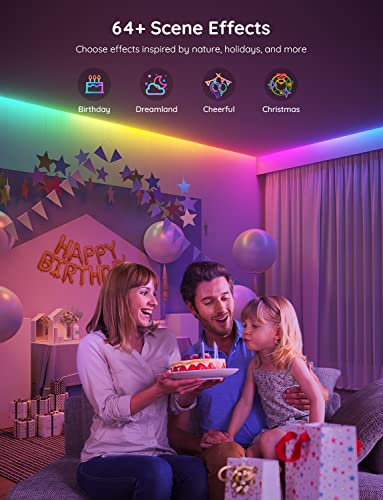 Govee RGBIC LED Strip Lights, 65.6ft Smart LED Lights for Bedroom, Bluetooth LED Strip Lights APP Control, DIY Multiple Colors on One Line, Color Changing LED Lights for Home Decor - size: 65.6ft