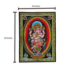 Rastogi Handicrafts Cotton Wall Hanging Indian Goddess Indian Deity 40" X 30" Poster Size (DANCING GANESH-G) - color: Dancing Ganesh-g