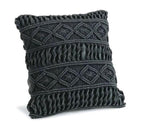Black Macrame Throw Pillow Cover, Boho Handwoven Knitted Decorative Square Cushion Case for Sofa Couch Bedroom Home Decor, 18x18 Inch, Pillow Insert Not Included