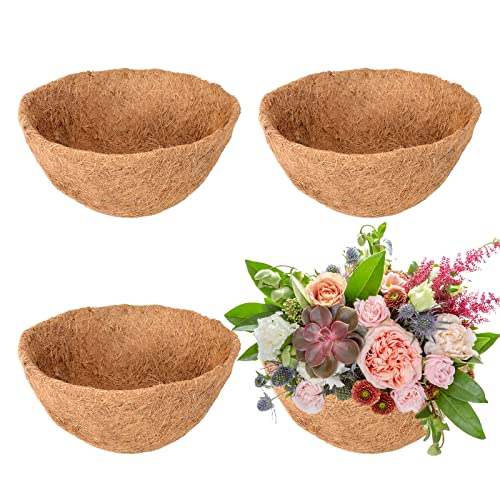 Legigo 4 Pack 16 Inch Hanging Basket Coco Liners Replacement, 100% Natural Round Coconut Coco Fiber Planter Basket Liners for Hanging Basket Flowers/Vegetables - color: 4pcs, size: 16 Inch