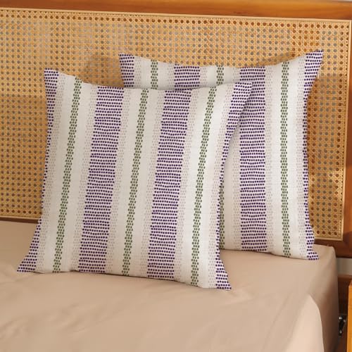 Boho Pillow Covers 16x16 Set of 2 Purple Sage Green Stripes Throw Pillow Covers Outdoor Decoration Modern Abstract Decorative Pillowcase Farmhouse Square Linen Cushion Case Decor for Couch Sofa - color: Boho-purple-green, size: 16" x 16" (Pack of 2)