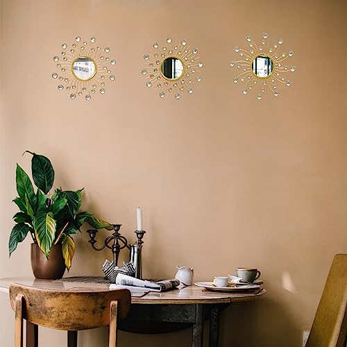 Mirror Wall Decor Wall Mirrors Decorative Sunburst Boho Mirror Gold Mirror Wall Art Metal Decor Mirror Hanging Living Room Bedroom Bathroom Set of 3 - color: Auratus Mirror