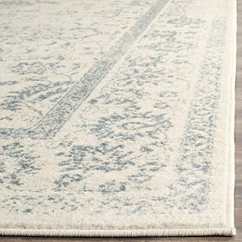 SAFAVIEH Adirondack Collection Accent Rug - 2' x 3', Ivory & Slate, Distressed Vintage Floral Design, Non-Shedding & Easy to Clean, Ideal for Front Door, Kitchen, Entryway, Foyer (ADR109S) - color: Ivory/Slate, size: 2' x 3' (Rectangular)