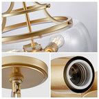 WUZUPS Chandelier Rustic Farmhouse Industrial Round Ceiling Pendant LED Light Fixture Clear Seeded Glass Shade for Dining Room Kitchen Island Foyer Entryway, H 20.9" x W 15.9", Gold - color: Pendant Light, Gold, 3-Light, size: H 20.9" * W 15.9"