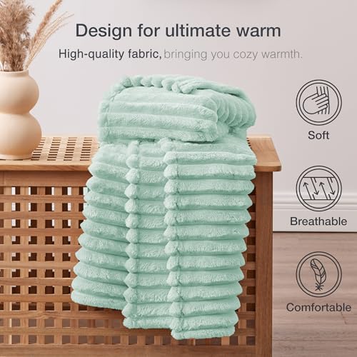 EXQ Home Gentle Soft Fleece Throw Blanket – Cozy Lightweight Blanket for Couch Bed – All-Season Warm Fuzzy Flannel Blanket for Women Mom Her – Gifts for Mother's Day Birthday(60"x80",Aqua) - color: Aqua, size: Twin