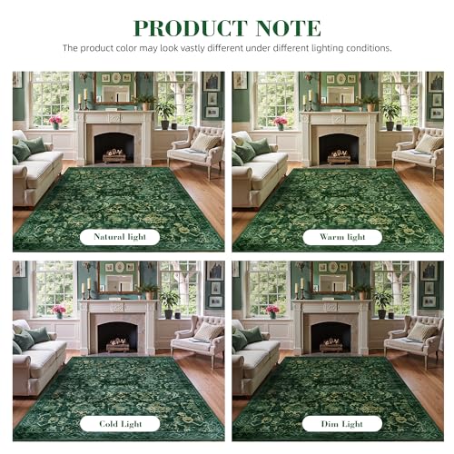 Dark Green 2x6 Runner Rug for Hallways Bed Side Kitchen, Boho Washable Distressed Low-Pile Floor Entryway Long Bathroom Mat, Non-Slip Laundry Room Washstand Front Carpet Green 24x72 Inch - color: Dark Green, size: 2'x6'