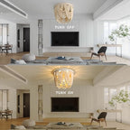 Bohemian Wood Beaded lamp 3-Light recessed Mounted Ceiling lamp Primary Color Antique Rustic mini Chandelier for Dining Room, Bedroom, Girl Room，Nursery, Hallway, Entrance, Passageway - color: Natural