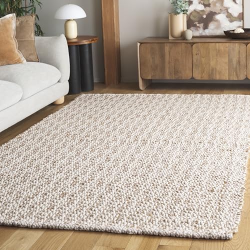 SAFAVIEH Area Rug 6x9 - Natural Fiber Collection - Natural & Pink, Handmade Jute & Wool, Ideal for Living Room, Bedroom, Dining Space (NFB225U) - color: Natural/Pink, size: 6' x 9' (Rectangular)
