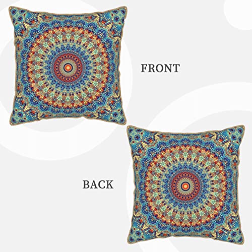 Boho Mandala Floral Velvet Throw Pillow Covers Home Deco Pillowcase Square Pillow Case Cushion Cover for Bed Sofa Living Room Car Indoor and Outdoor 18"X18" - color: Boho Mandala, size: 18" x 18" (Pack of 1)