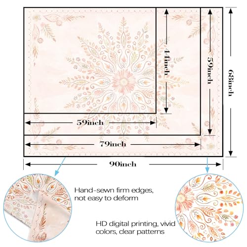 Lunerfex Floral Mandala Tapestry Boho Tapestry for Bedroom Orange Tapestries Wall Hanging Living Room Wall Art and Home Decor 44x60 - color: Orange, size: 60"L x 44"W